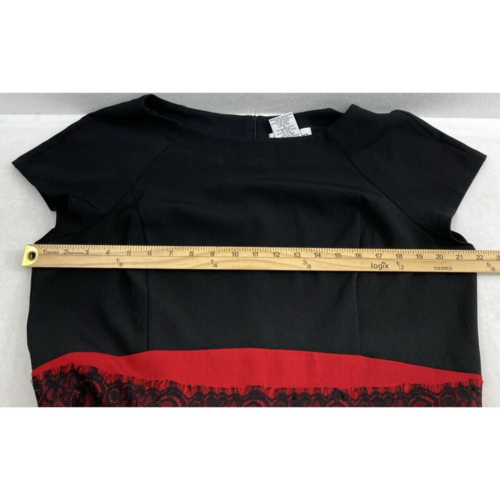 Danny & Nicole Dress Womens Plus‎ Size 18 Black Red Lace Trim Party Knee Length - Picture 6 of 10